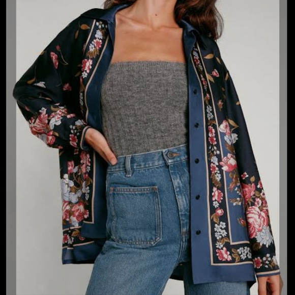 Rouje Tops - Rouje Clemence Floral Long Sleeve Button Down Scarf Print Shirt Size 38